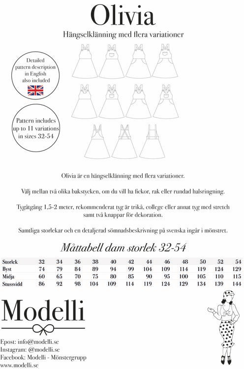 Symönster hängselklänning Olivia