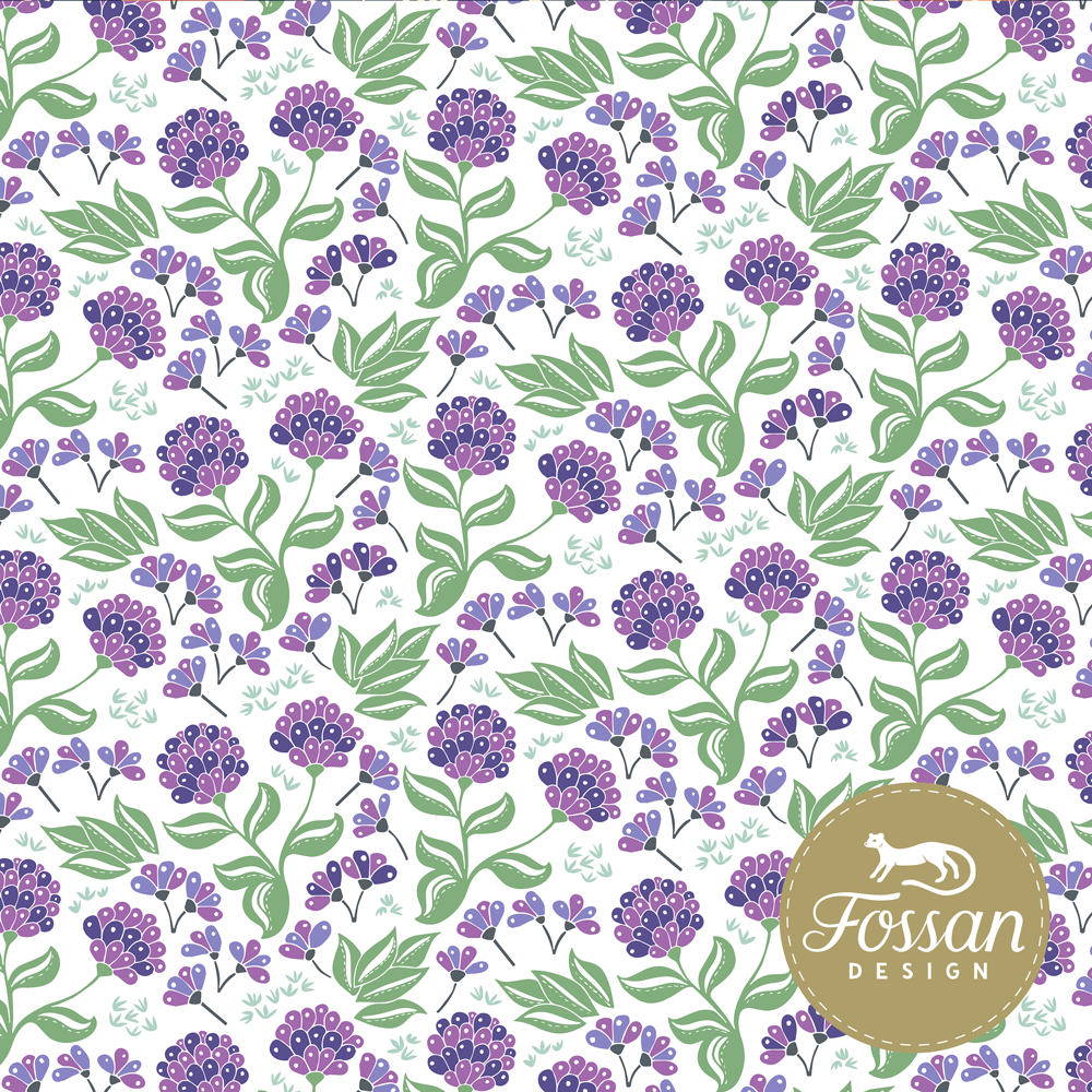 Jersey Yummy Flowers Purple - stuvar